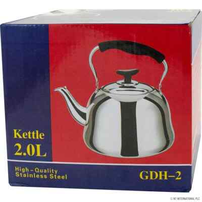 NEU 2L EDELSTAHL WASSERKOCHER MIT FILTER CAMPING TEE KAFFEE HAUS DECKEL GRIFF