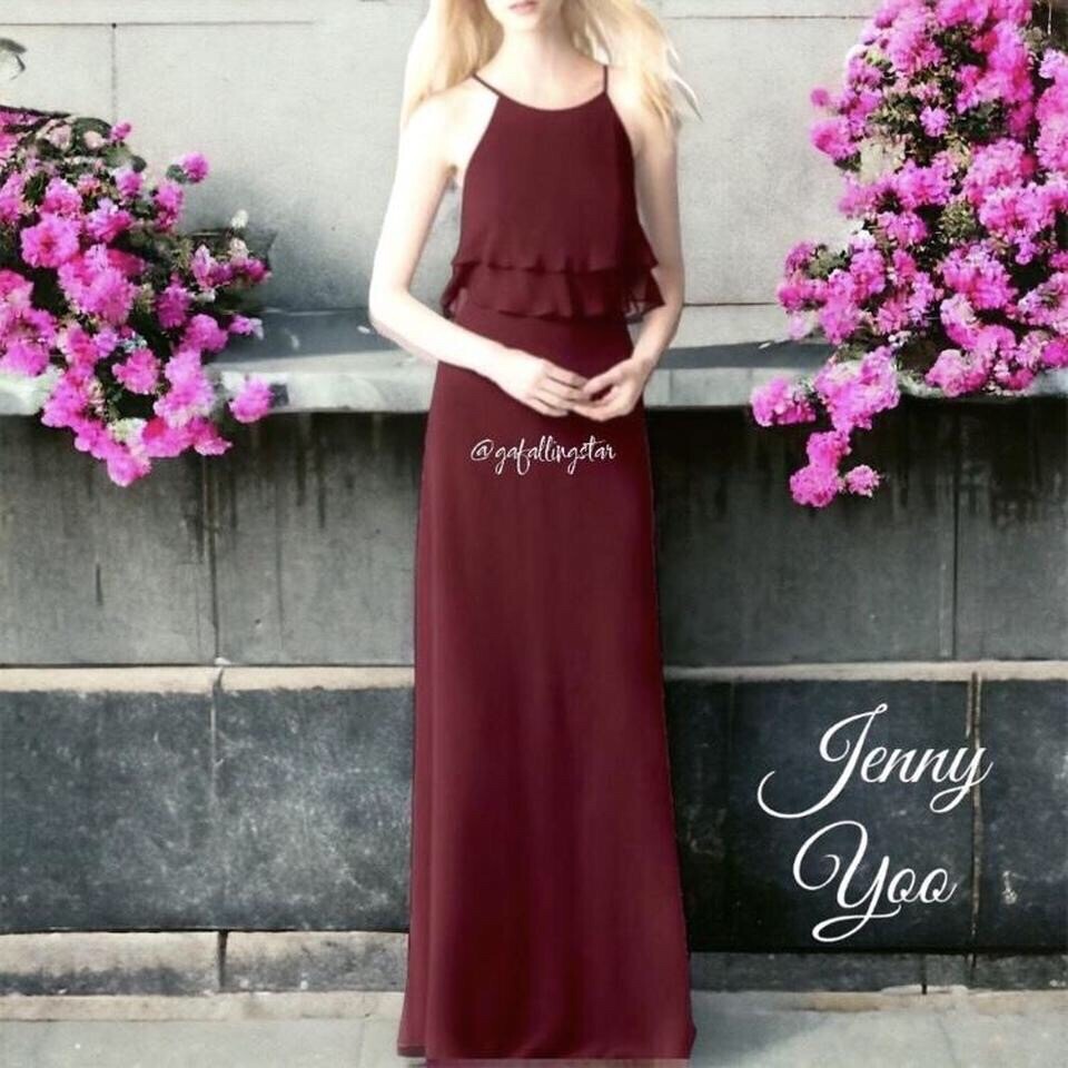 BHLDN Jenny Yoo Halter Chiffon Bridesmaid Gown Size 4