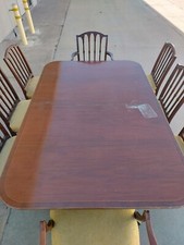 Antique Rare English Mahogany Extending Dining Table Set 8 Chair 66