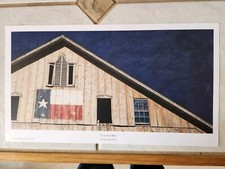 Lone Star Blue By Howard Eberle Patriotic Print Of Texas Flag on Barn 9.5