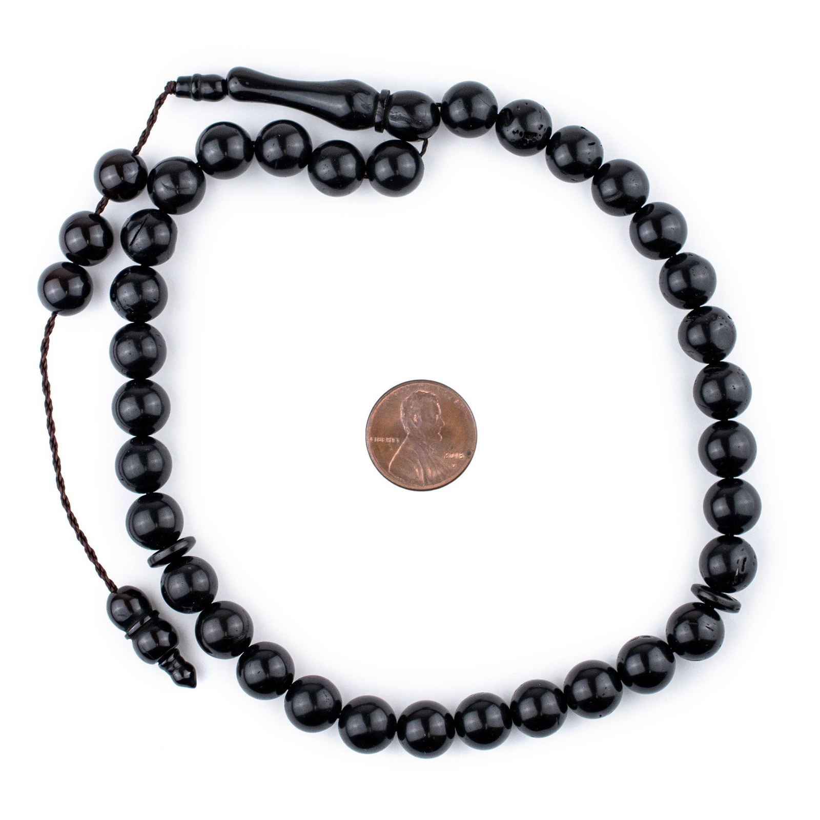 Black Round Wooden Arabian Prayer Beads 10mm Middle East 12 Inch Strand