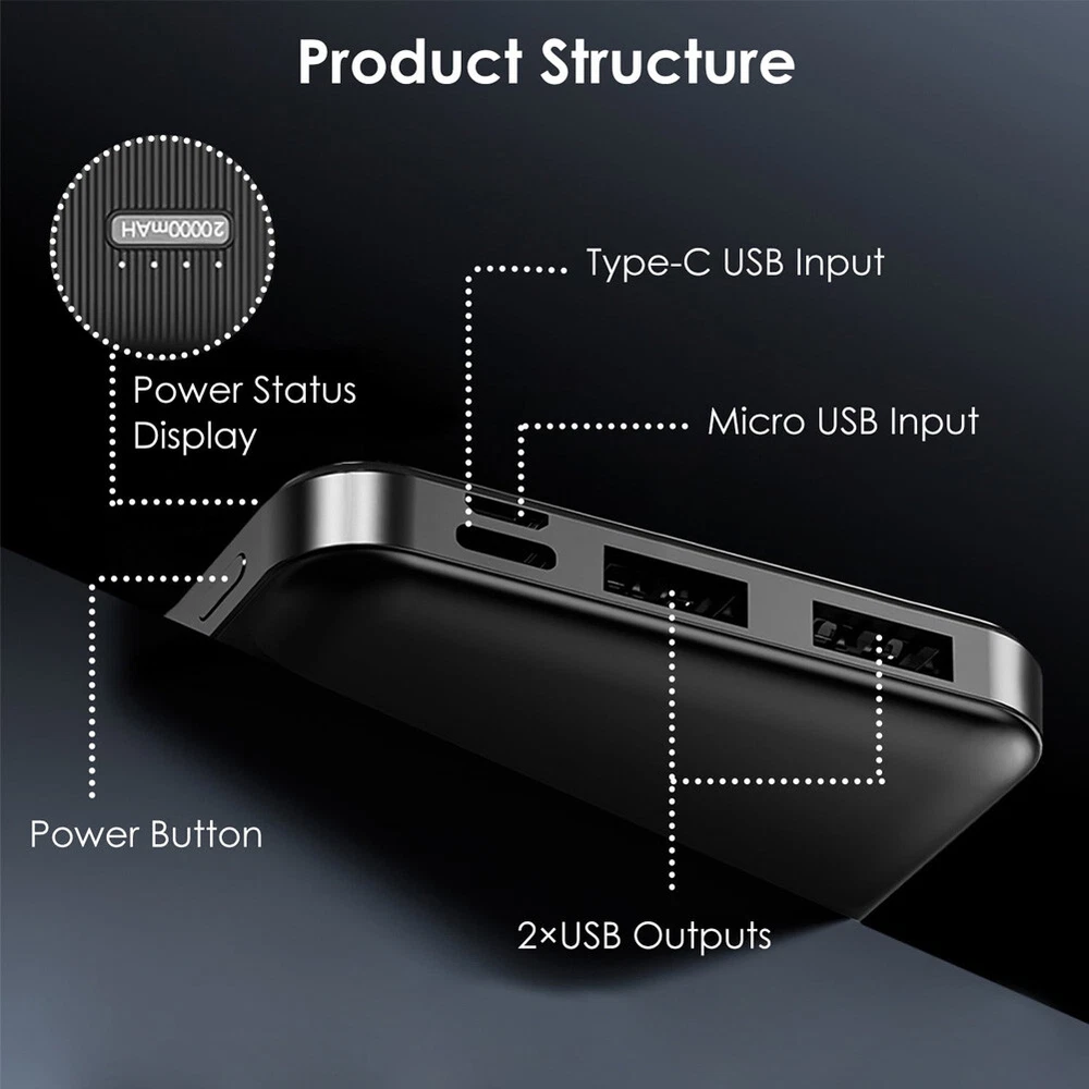 Power Bank 20000mAh 20W Charging Portable External Battery Backup For Cell Phone Power Bank 20000mAh 20W Charging Portable External Battery Backup For Cell Phone