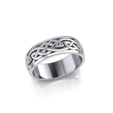 Celtic Knotwork Wedding Spinner 925 Sterling Silver Ring Fine Ancestry Jewelry