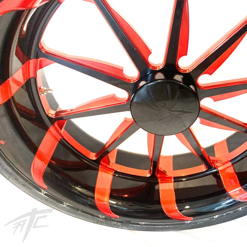 SPYDER (3) 20" BLACK & CANDY RED TORNADO WHEELS 2015-2020 CAN-AM SPYDER F3 - Image 4 of 4