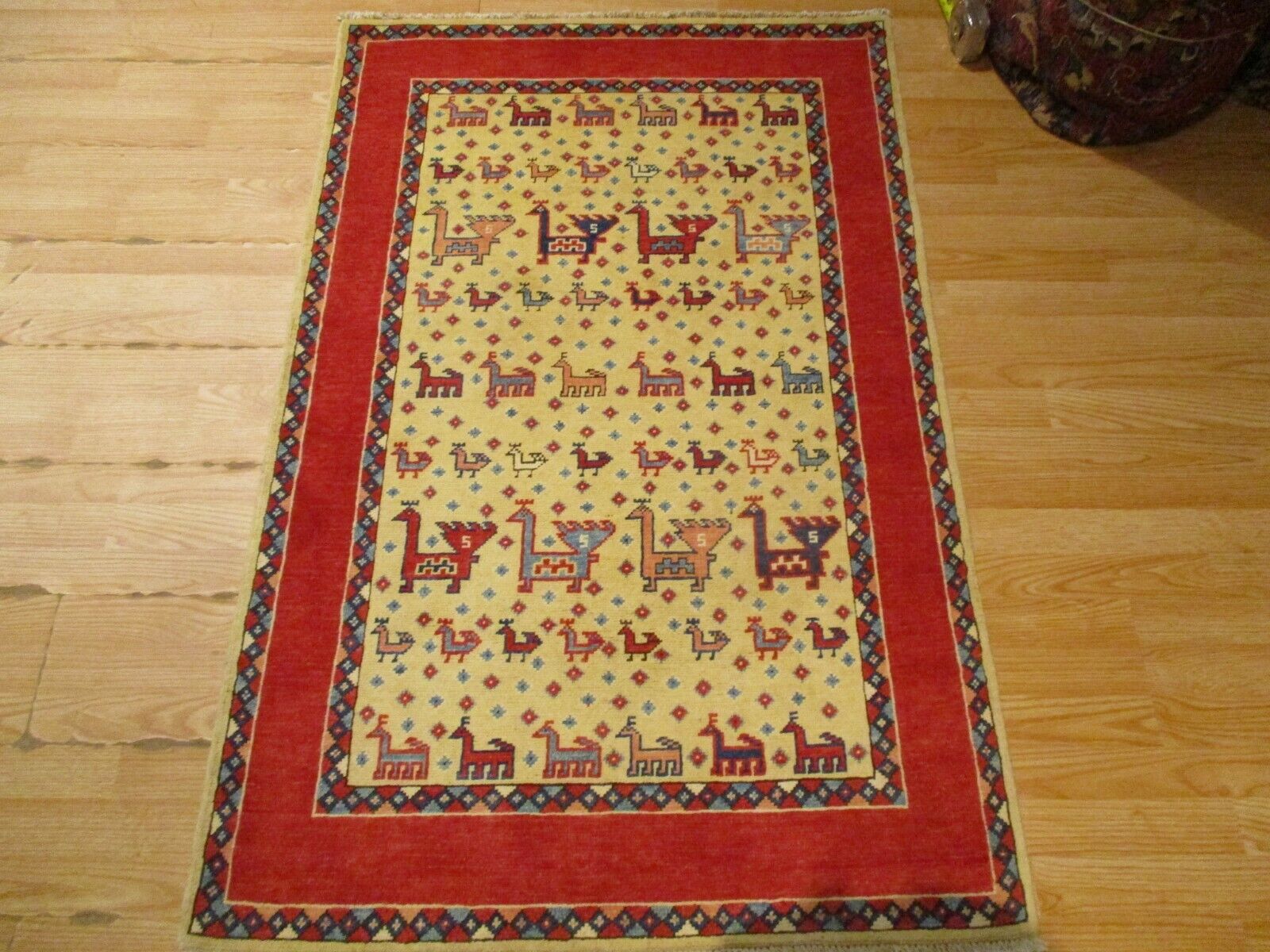 3x5 VERY UNIQUE TRIBAL CAUCASIAN VEGETABLE DYE HANDMADE-KNOTTED WOOL RUG 585962