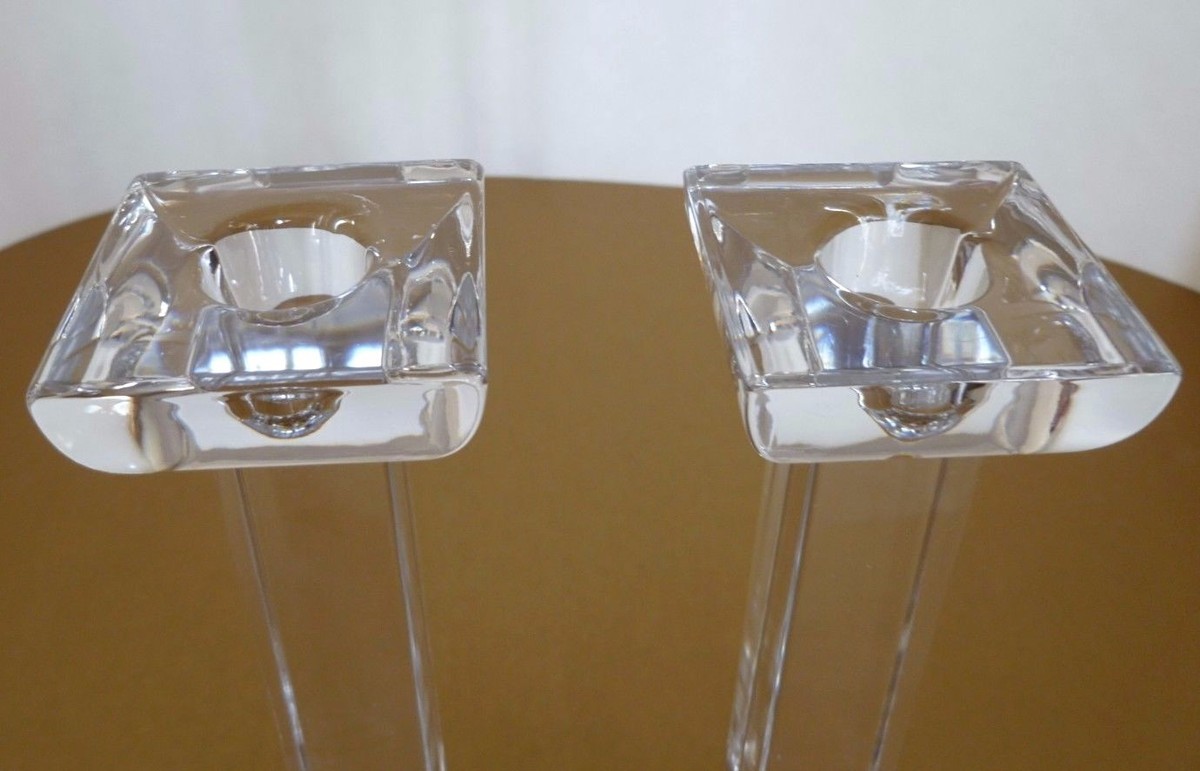 Set of 2 Villeroy & Boch Crystal Glass Candle Stick Holder 7