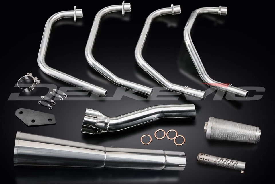 Suzuki GS750L 1979 Delkevic Full Exhaust 4-1 Stainless Classic Megaphone Muffler — 第 2/4 张图片