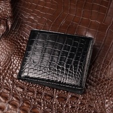100 Amish Handmade Wallet Men's Bifold Wallet Real Crocodile - Ostrich Leather