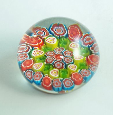 M Design Art Glass Mouth Blown Rainbow Green Mix Millefiori  Paperweight ...