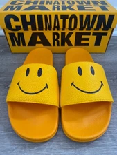 Mens Chinatown Market CTM Smiley Slides Double Yellow Sandals Size US 12 EUR 46