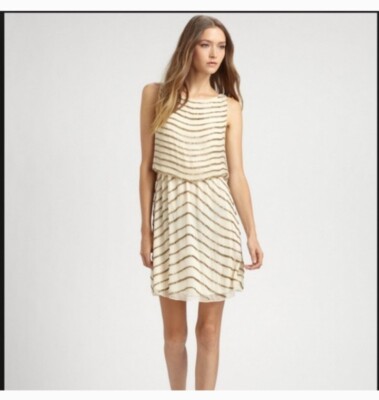 gold beaded sequin dress Beaded Short Sleeve A-line Gown by Ladivine CD0241 – ABC Fashion main image 0