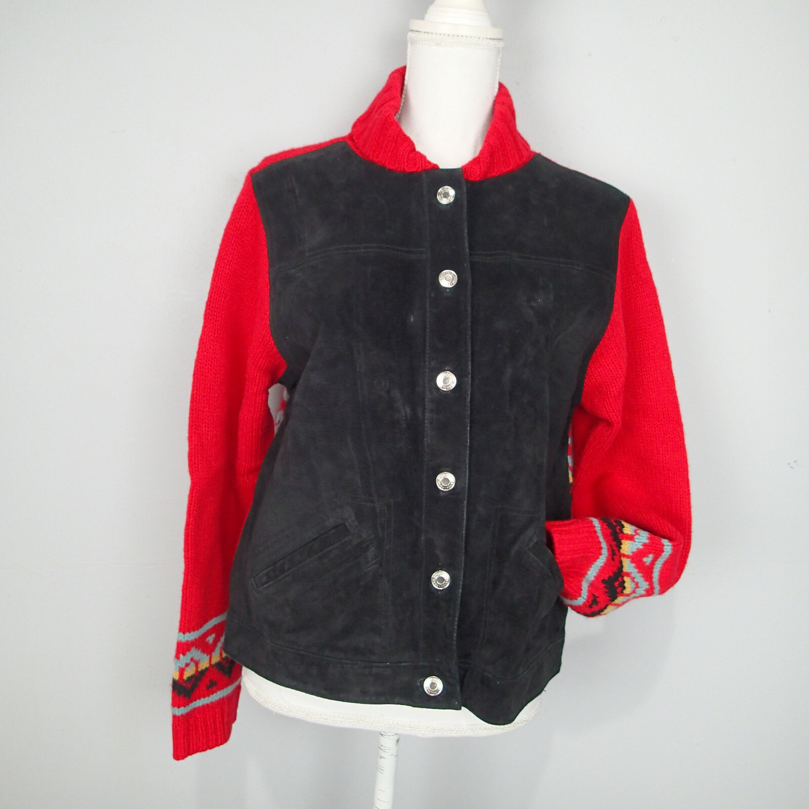 Pendleton Wool Suede Jacket Red/Black cardigan sw… - image 1