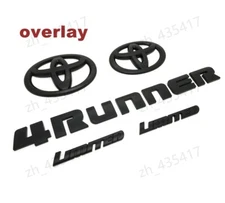 Overlay !! New 2014-2024 Toyota 4Runner Limited Matte Black OUT Emblem Kit 5 Pcs