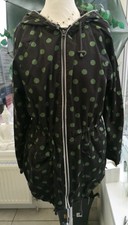 Cath Kidston Raincoat Coat In Bag Green & Black Spot Small