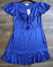 MICHAEL Michael Kors Women Sz 10 Royal Blue Zebra Print Jacquard Tie Dress $165