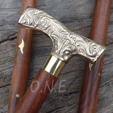 Antique Brass Walking Stick Deluxe Cane Beautiful Gold Handle for Men and Women.