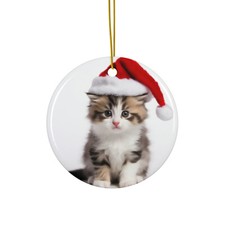 American Curl Kitten - Ceramic Christmas Ornament - Printed in USA