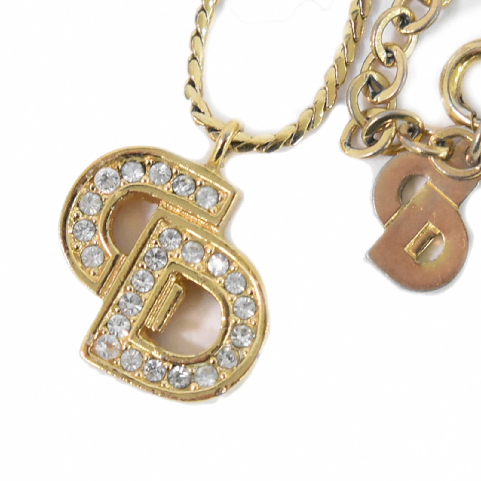Collana Christian Dior CD Logo Strass Placcato Oro