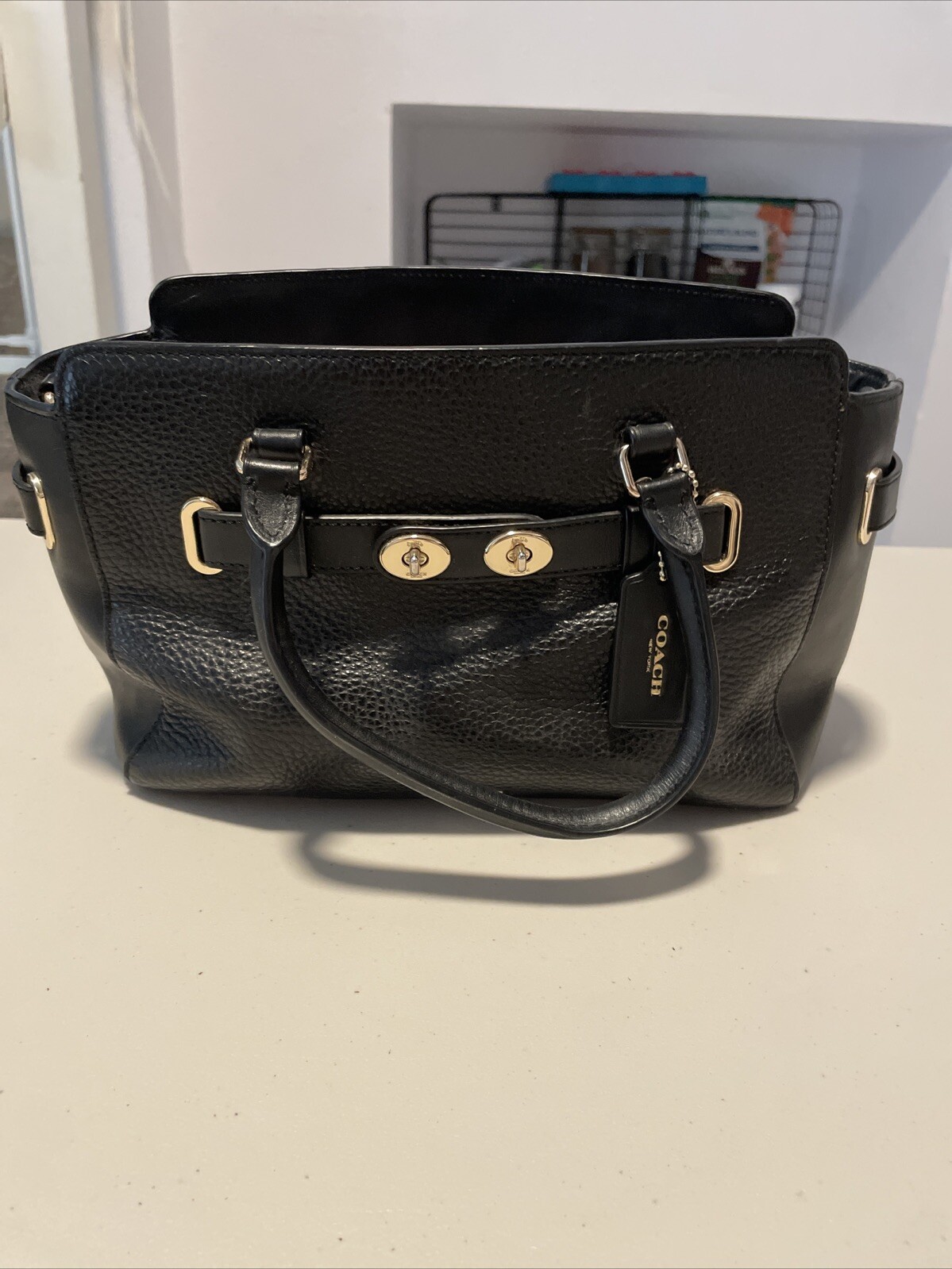 Coach Mini Blake Black Leather Crossbody Bag Purse  