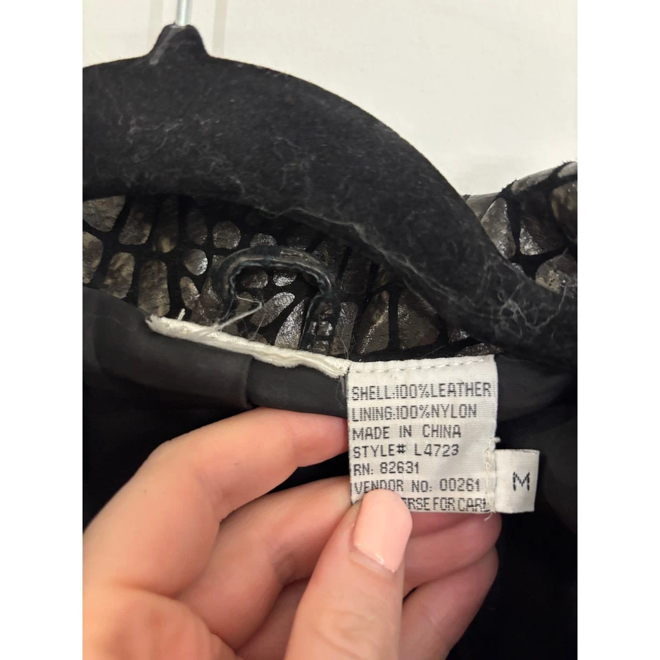 Newport News Chaqueta Mujer Mediana Cuero Cocodrilo Trench Coat Negro Cinturón Foto 3 de 3