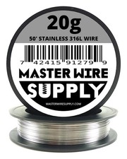 Stainless Steel 316L - 50' - 20 Gauge Wire - 50ft - 0.81mm - 0.032in - Made in U