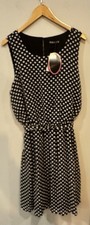 Paperdoll From Kihls Black White Polka Dotted Belted Lined 2X Dress 