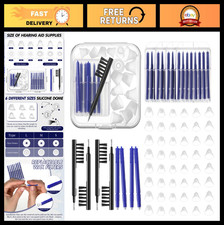 Hearing Amplifier Accessories Kit - 32 Pcs Cleaning Tools, Silicone Domes, Brush