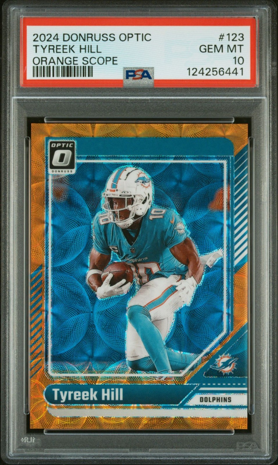 2024 PANINI DONRUSS OPTIC ORANGE SCOPE #123 TYREEK HILL /79  PSA 10