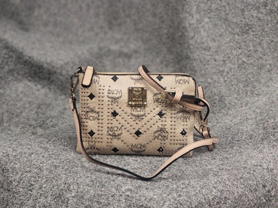 #ad MCM Authentic Vintage Small beige monogram crossbody Zip Bag $100.00