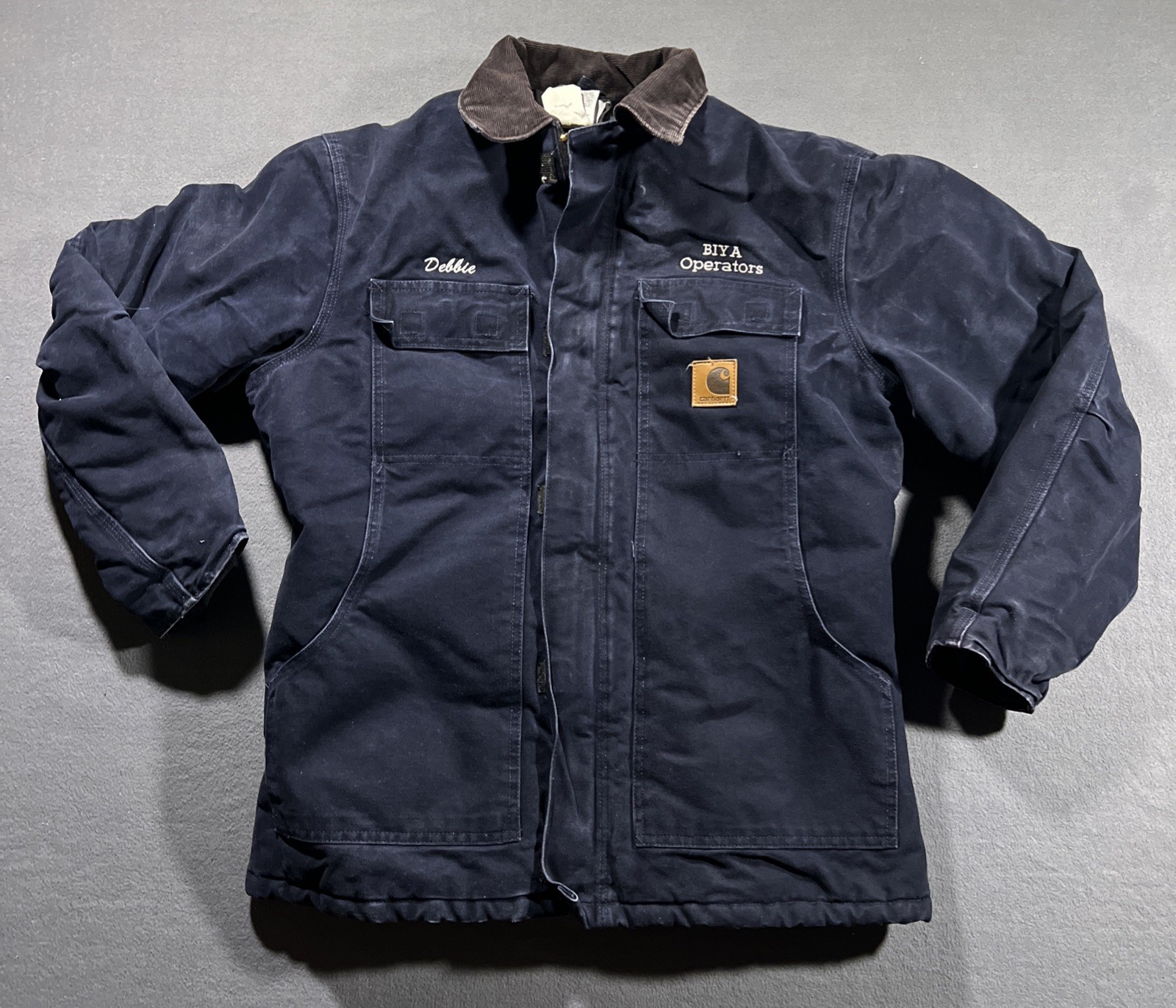 Carhartt Chore Coat Jacket Mens Medium Blue Quilted Zipper Pockets C26 MDT *READ