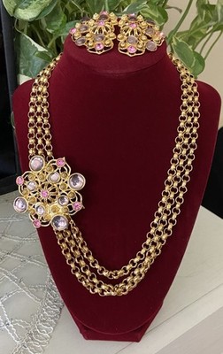 VINTAGE BARRERA FOR AVON  MARBELLA CABOCHON STONE NECKLACE & EARRINGS SET