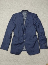 John Varvatos U.S.A. Blazer Mens 40L Blue Wool Bleecker Suit Jacket Slim Fit