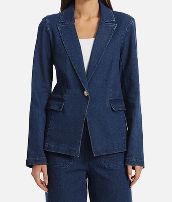 Bagatelle Women's Blue One Button Denim Blazer Jacket Size S