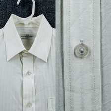 Balenciaga Short Sleeve Logo Medium Paris Mens Point White Button Up Shirt Adult