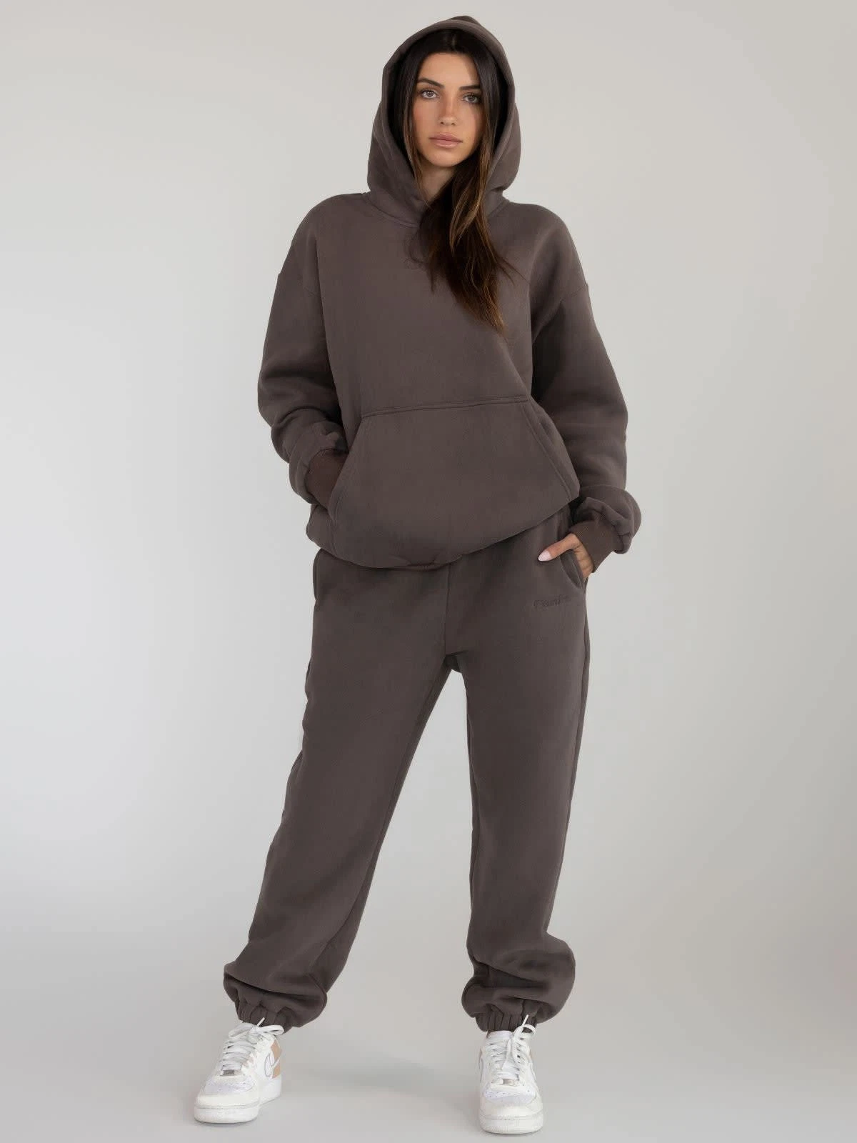 Comfrt Signature Hoodie Jogger Sweatpants Bundle Chocolate Brown Small Unisex