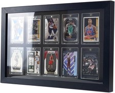 Graded Trading Card Display Case 10 PSA Slabs Sport Football Baseball Wood Frame