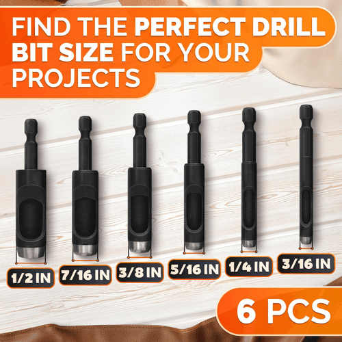 Leder Locher Werkzeug Set 6-teilig Bohrer 3 16 1 4 5 16 3 8 7 16 1 2 - Bild 2 von 9