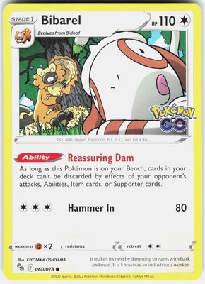 Bibarel 060/078 Common Pokemon GO Pokemon Near Mint