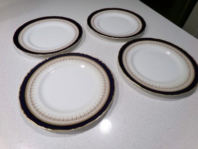 ROYAL WORCESTER RECENCY BLUE LOT OF 4 DINNER PLATES