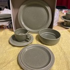 Vintage Pfaltzgraff Nordic Green Pottery Tableware Dishes 5 Piece Place Setting