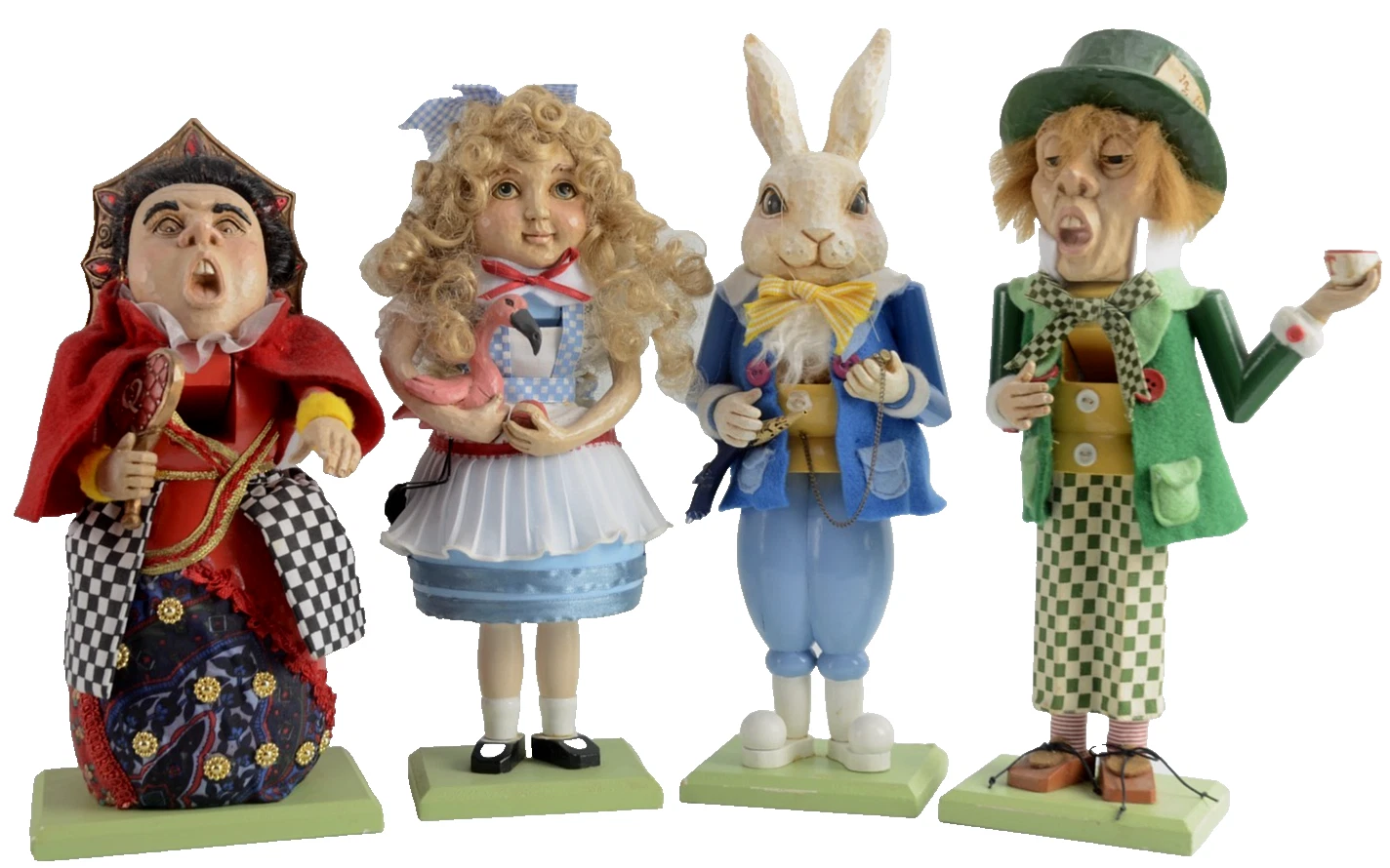 Lillian Vernon Nutcrackers ALICE In Wonderland Queen White Rabbit Mad Hatter SET