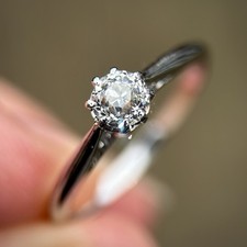 Platinum Antique Art Deco 0.375ct Old Cut Diamond Solitaire Engagement Ring