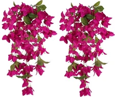 Artificial Hanging Flowers Bougainvillea, 2PCS UV Resistant Bougainvillea Sil...