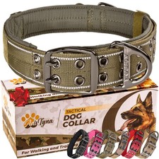 Heavy Duty Dog Collar for Large Dogs - Reflective Green Collar with Handle fo...