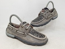 Twisted X Womens WDM0130 Boat Shoe Driving Moc Grey Multi Size 5.5 M