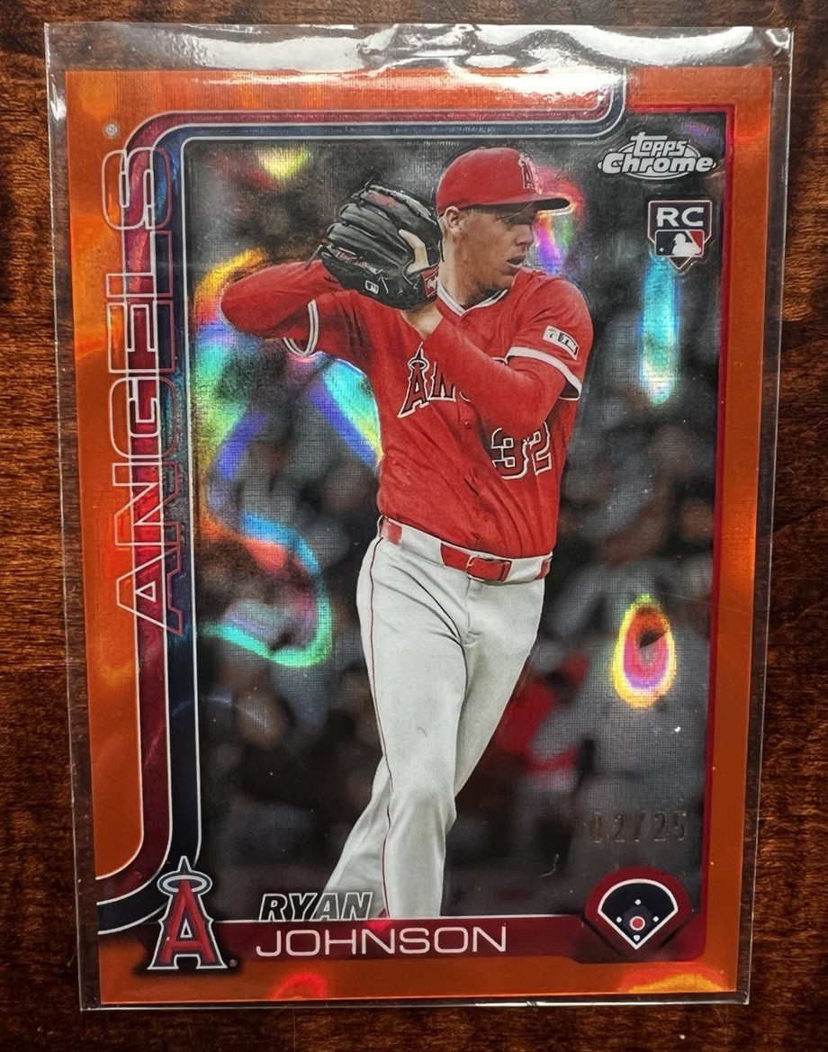 Topps 2025 Chrome Ryan Johnson Update Orange Lava RC /25 USC116 Angels
