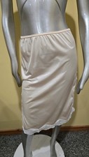 Vtg Mel-Lin Semi Sheer Cream Half Bottom Slip Both Side Lace Open Slit Small
