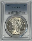1922 Peace Silver $1 Dollar Coin PCGS MS 63