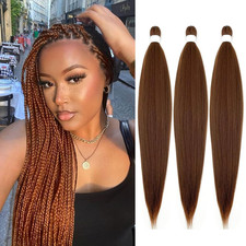 Braiding Hair Pre Stretched for Women, Brown, 24 Inch, 3 Packs Boho Braid