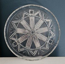 Vintage Art Deco Clear Manganese Glass Footed Cake Stand